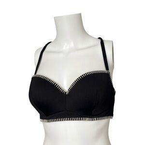 Victorias Secret Bikini Top Black Crochet Trim and Back Womens Size 34D